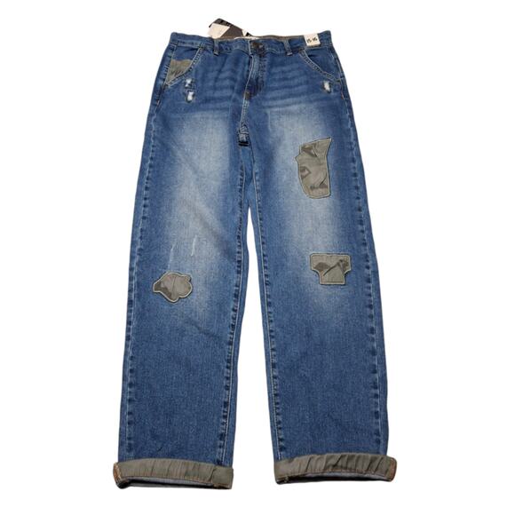 Cotton On Boys Husky Jeans Sz 15-16 | Adjustable Waist, Camouflage Patches, NWT - Picture 1 of 7